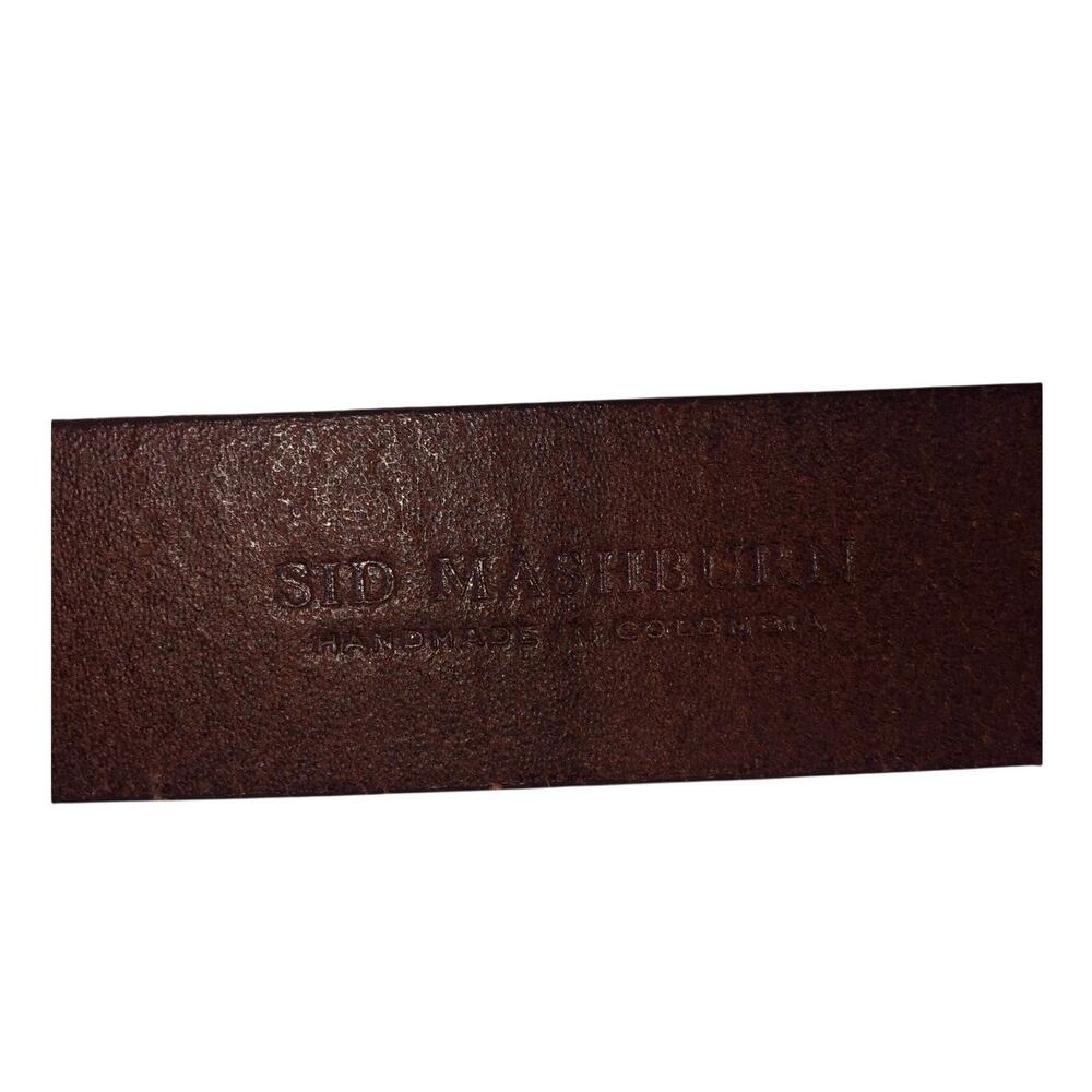 Sid Mashburn Polo Belt Brown Leather Blue Green 32" Southwestern Equestrian Mens - Picture 3 of 5